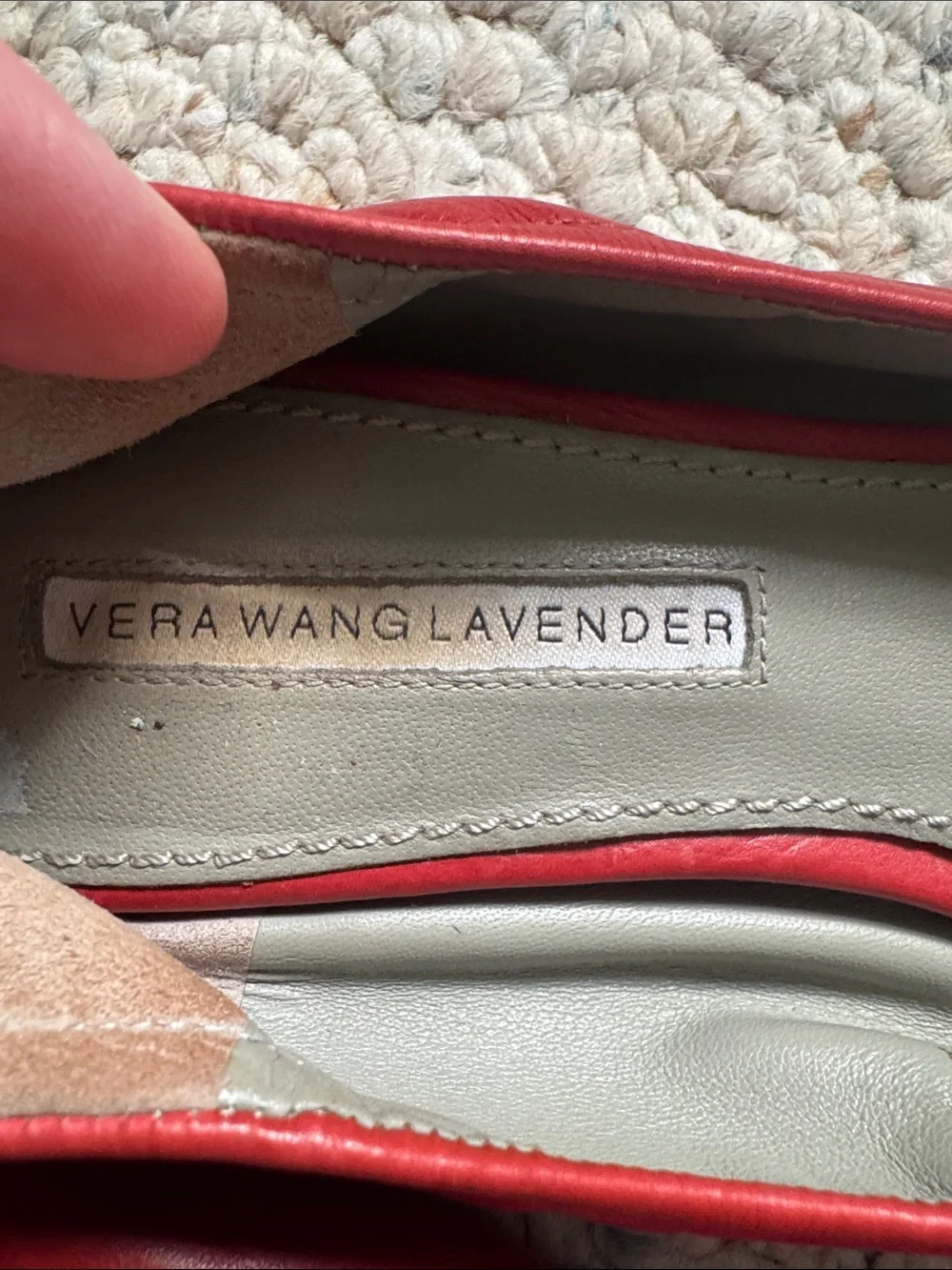 Vera Wang Lavender Red Leather Ballet Flats